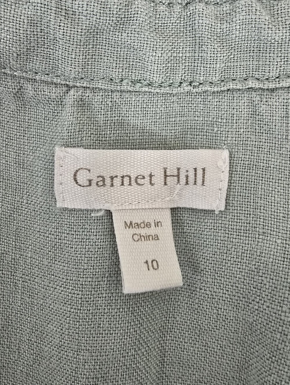 Garnet Hill Sage Classic Linen Shirtdress 10 Collared Button Front Minimalist - Picture 11 of 11